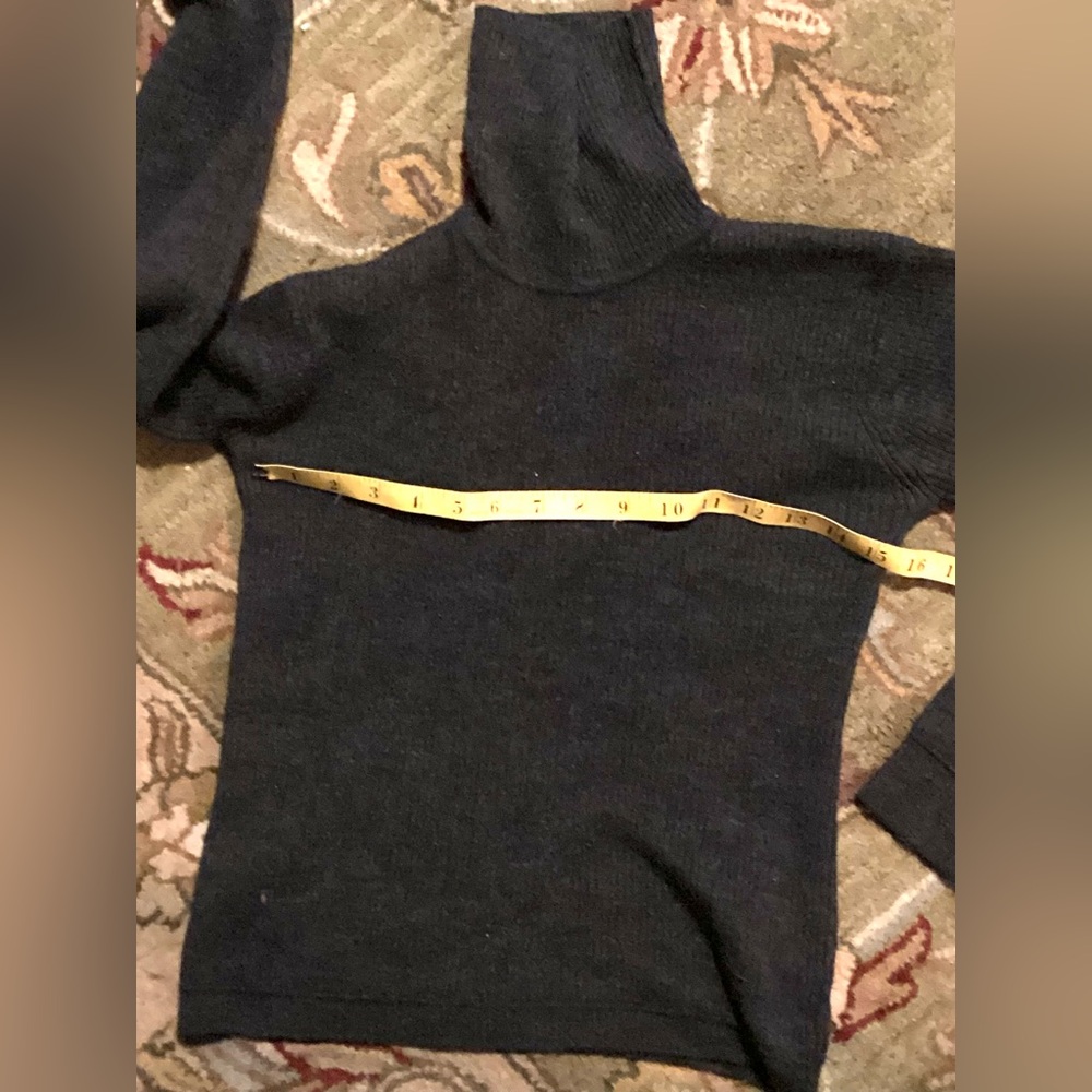 Turtleneck Willi Smith Classic Charcoal Gray Ribbed Merino WOOL VNPLC